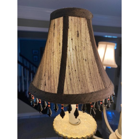 Greenish/Blackish/Grayish 6" Chandelier Shades, Black Beaded Fringe (Qty. 4) - Picture 8 of 8